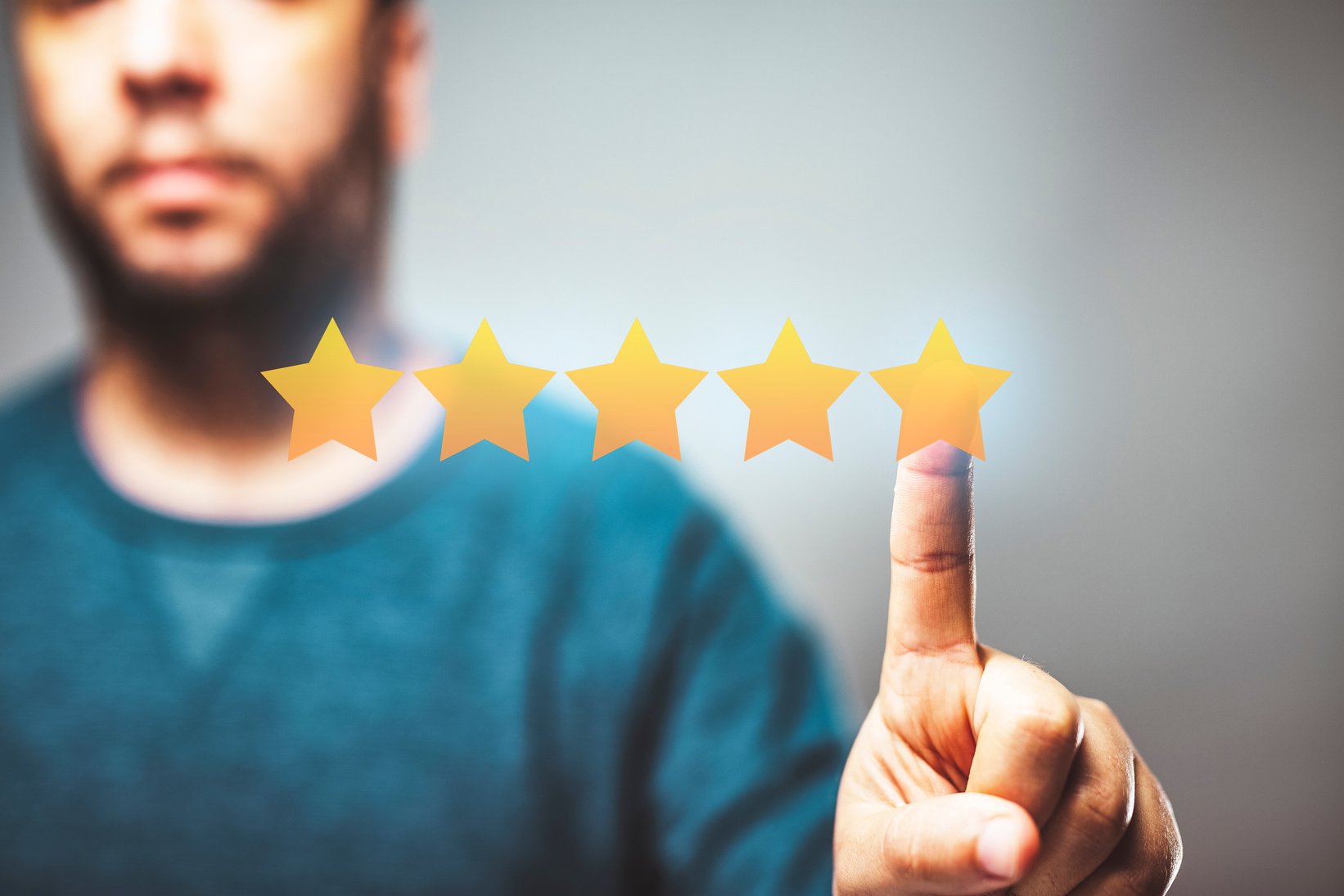5 stars review score, reputation management, rating concept, high quality service